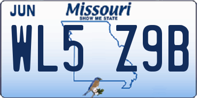 MO license plate WL5Z9B