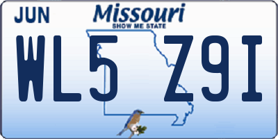 MO license plate WL5Z9I