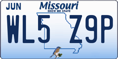MO license plate WL5Z9P