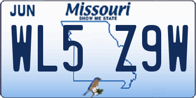 MO license plate WL5Z9W