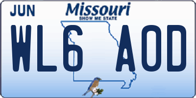 MO license plate WL6A0D