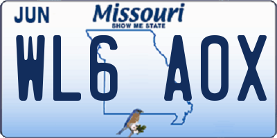 MO license plate WL6A0X