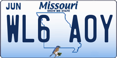 MO license plate WL6A0Y