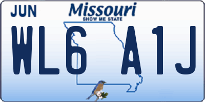 MO license plate WL6A1J