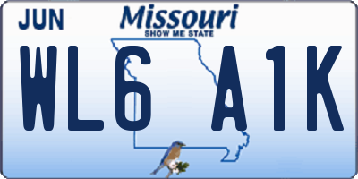 MO license plate WL6A1K