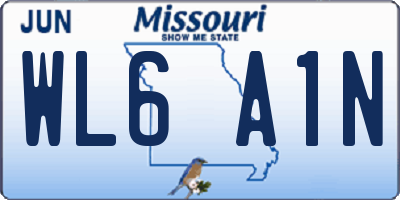 MO license plate WL6A1N