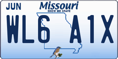 MO license plate WL6A1X