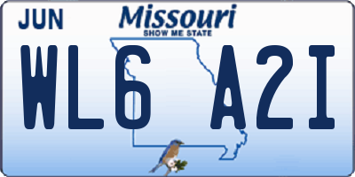 MO license plate WL6A2I