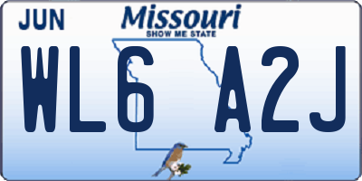 MO license plate WL6A2J
