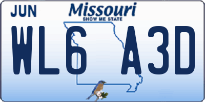 MO license plate WL6A3D