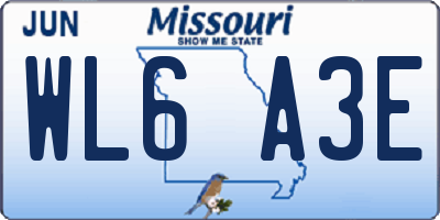 MO license plate WL6A3E