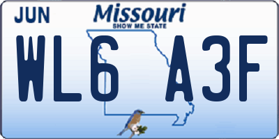 MO license plate WL6A3F