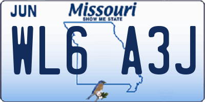 MO license plate WL6A3J