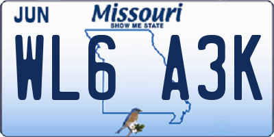 MO license plate WL6A3K