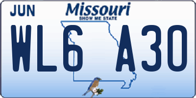 MO license plate WL6A3O