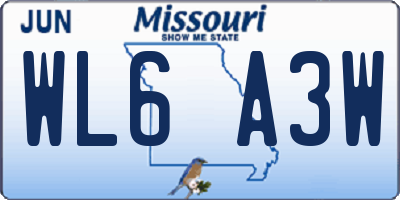 MO license plate WL6A3W