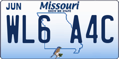MO license plate WL6A4C