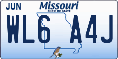 MO license plate WL6A4J