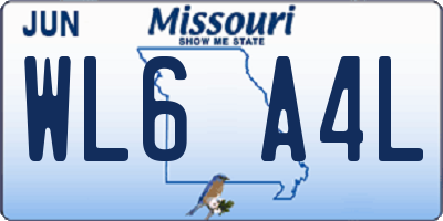 MO license plate WL6A4L