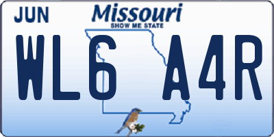 MO license plate WL6A4R