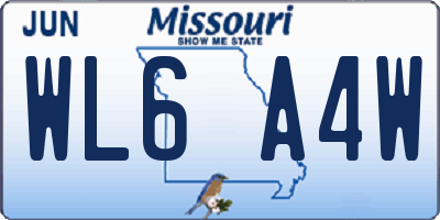 MO license plate WL6A4W