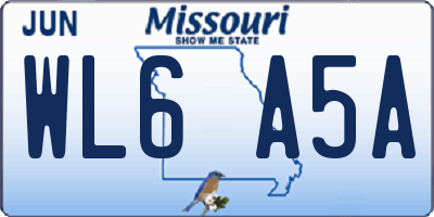 MO license plate WL6A5A