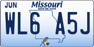 MO license plate WL6A5J