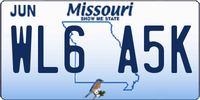 MO license plate WL6A5K