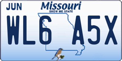 MO license plate WL6A5X
