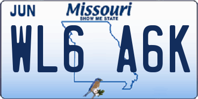MO license plate WL6A6K