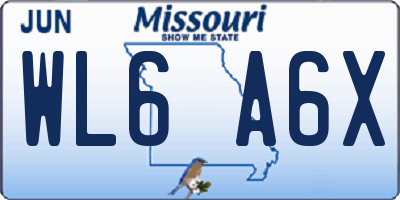 MO license plate WL6A6X