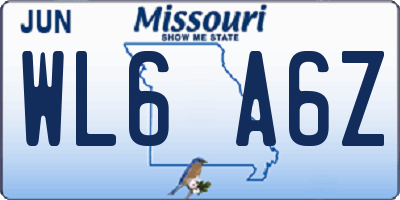 MO license plate WL6A6Z