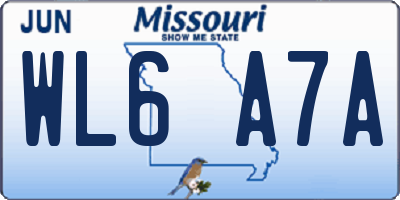 MO license plate WL6A7A