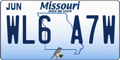 MO license plate WL6A7W