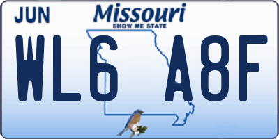 MO license plate WL6A8F