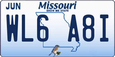 MO license plate WL6A8I