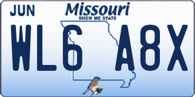 MO license plate WL6A8X