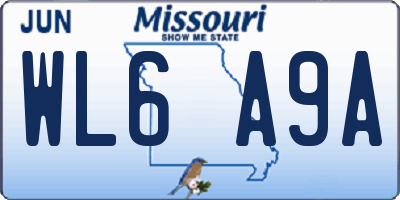 MO license plate WL6A9A