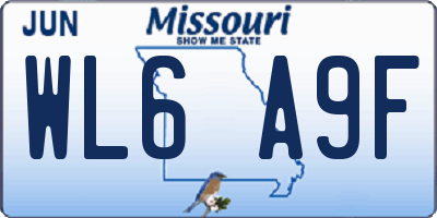 MO license plate WL6A9F