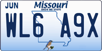 MO license plate WL6A9X