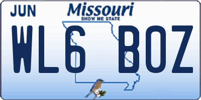 MO license plate WL6B0Z