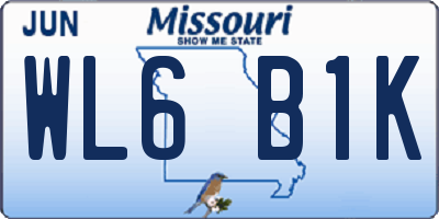 MO license plate WL6B1K