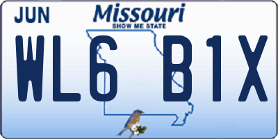 MO license plate WL6B1X
