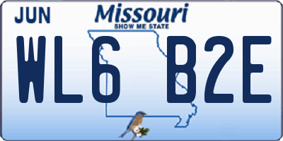 MO license plate WL6B2E