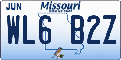 MO license plate WL6B2Z