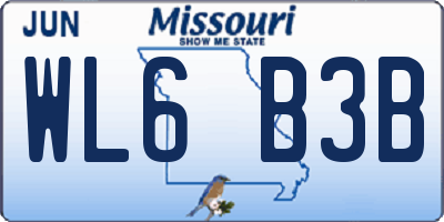 MO license plate WL6B3B
