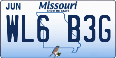 MO license plate WL6B3G