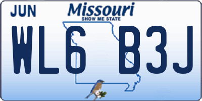 MO license plate WL6B3J