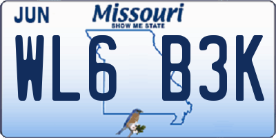 MO license plate WL6B3K