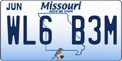 MO license plate WL6B3M